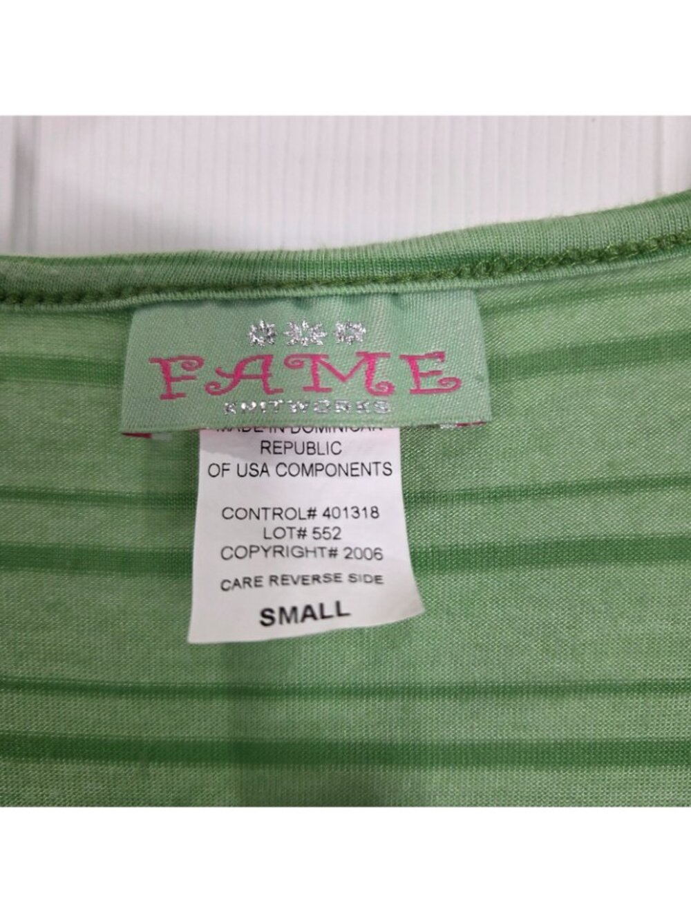 Vtg 90s Y2K Babydoll Top S/M Striped Mint Green Preppy Bella Swan Sporty Retro - Picture 4 of 6